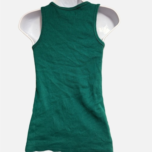 ZYIA active Green Ribbed Knit Tank Top Medium fitted stretchy workout running - Picture 2 of 3